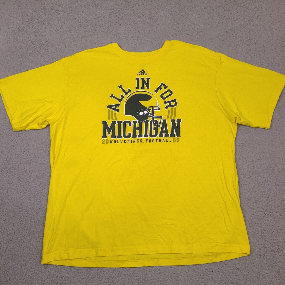 Michigan Wolverines Shirt Men XXL Yellow Adidas NCAA Football The Big House 2009
